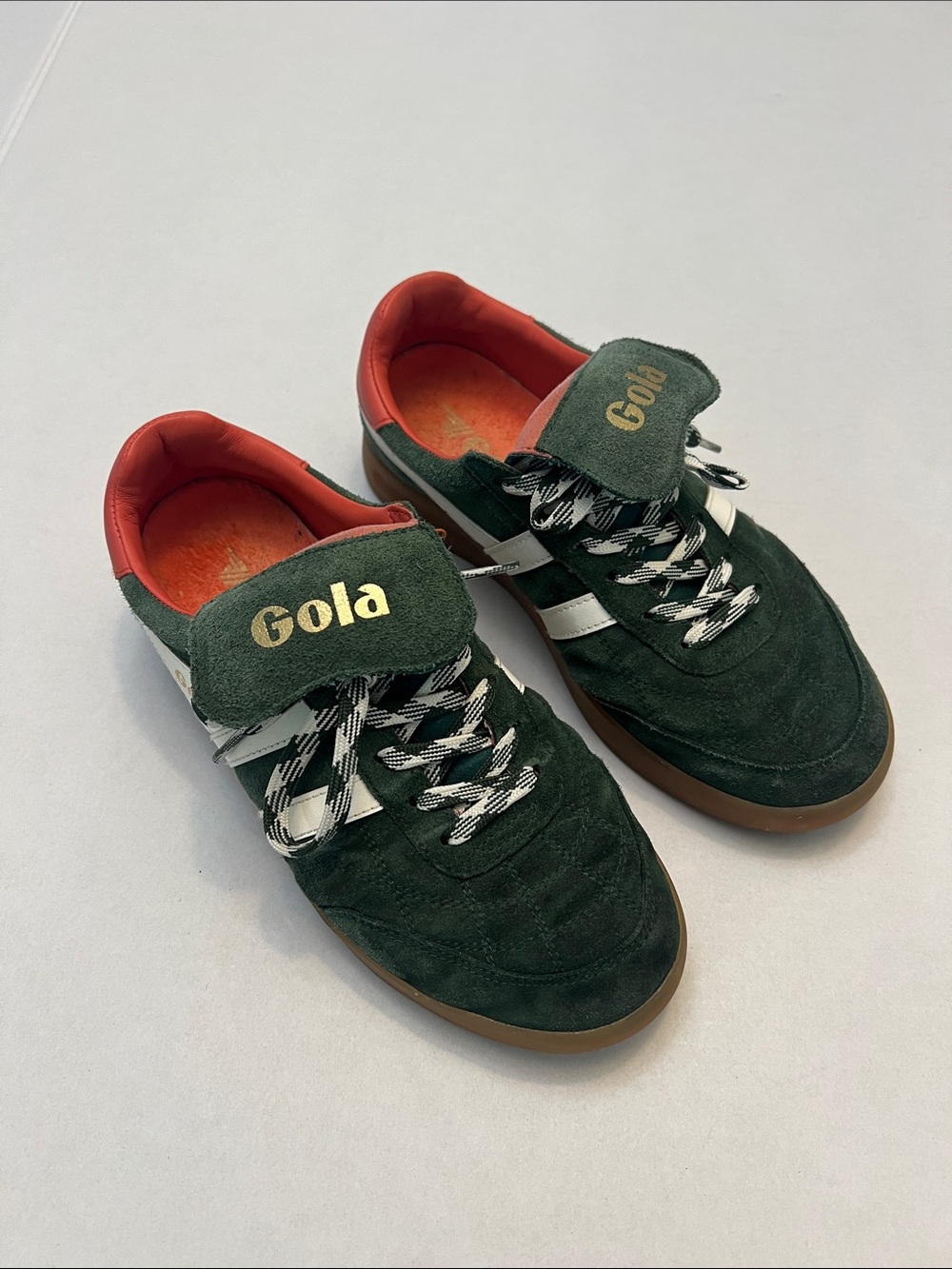 GOLA STADIA SUEDE 86  SNEAKER IN GREEN AND WHITE WOMENS SIZE 8 - Picture 4 of 12